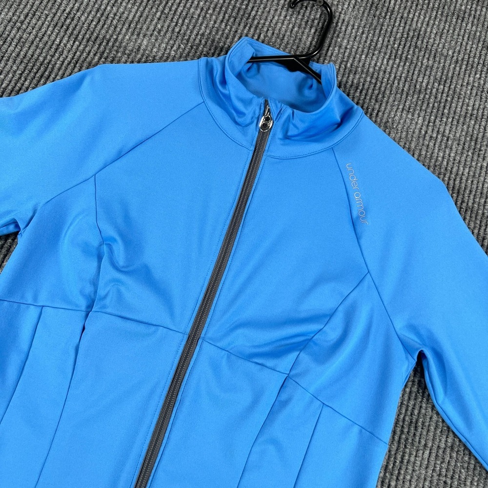 Under Armour Shirt Womens Medium Blue Long Sleeve Full Zip Mock Neck All Seasons